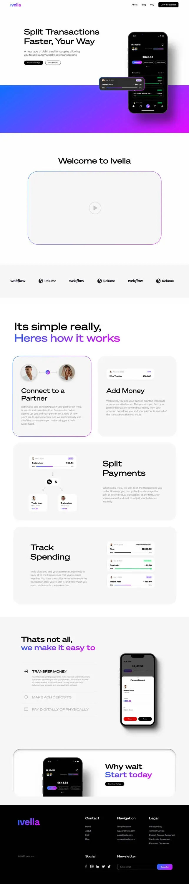 First concept for the Ivella homepage