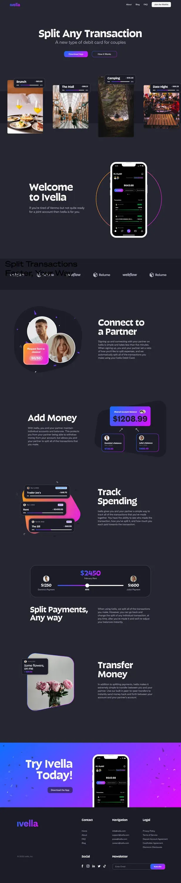 Second concept for the Ivella homepage