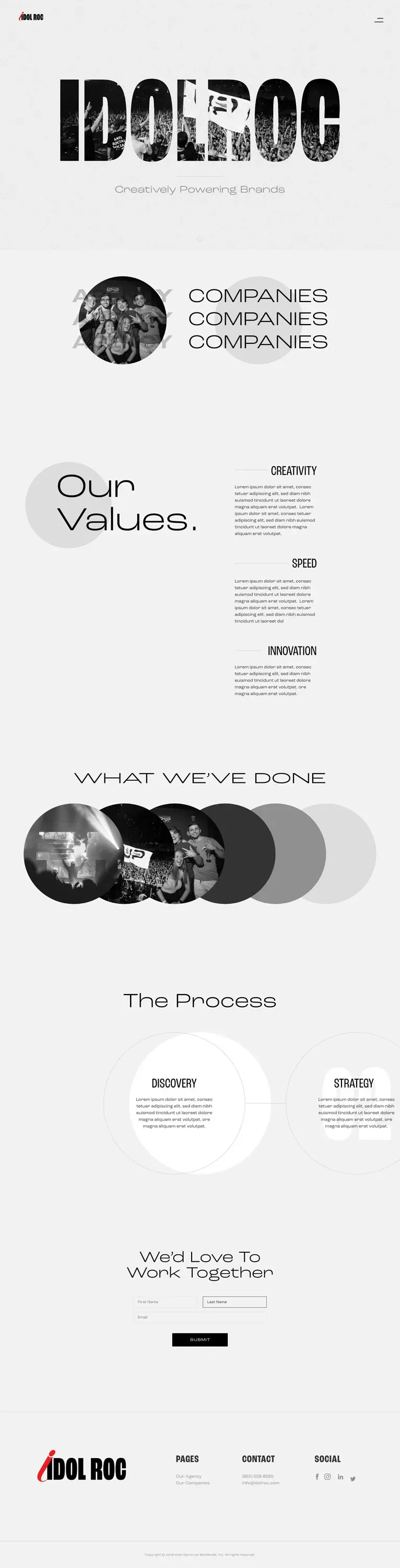 Third concept for the IdolRoc homepage