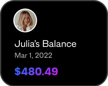 A partner's balance card from the Ivella app