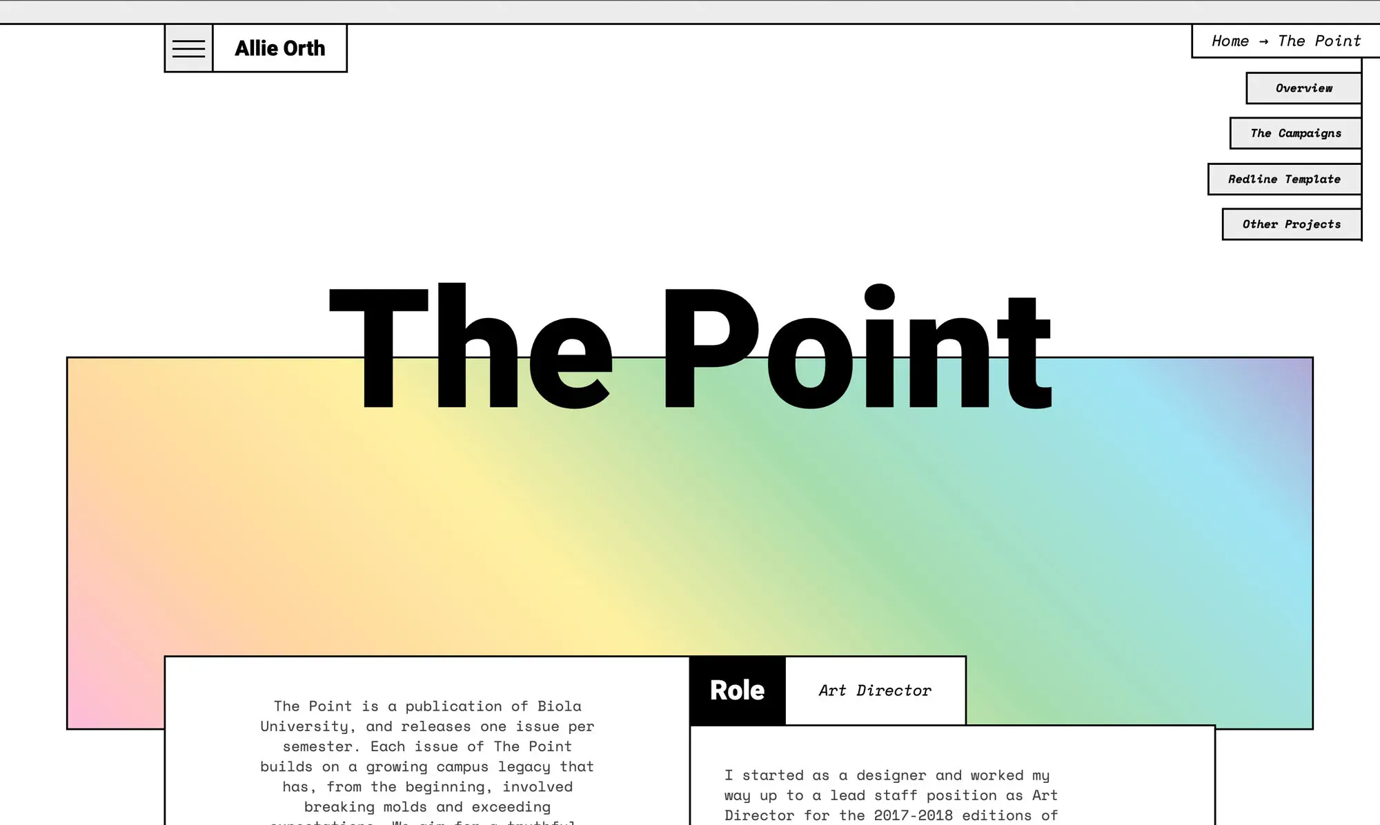 The Point page of Allie Orth's portfolio
