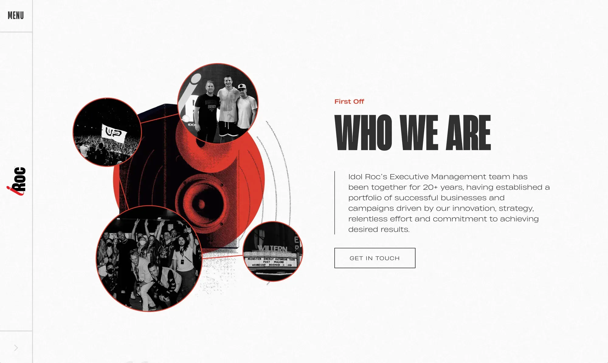 The Who We Are section of the IdolRoc website