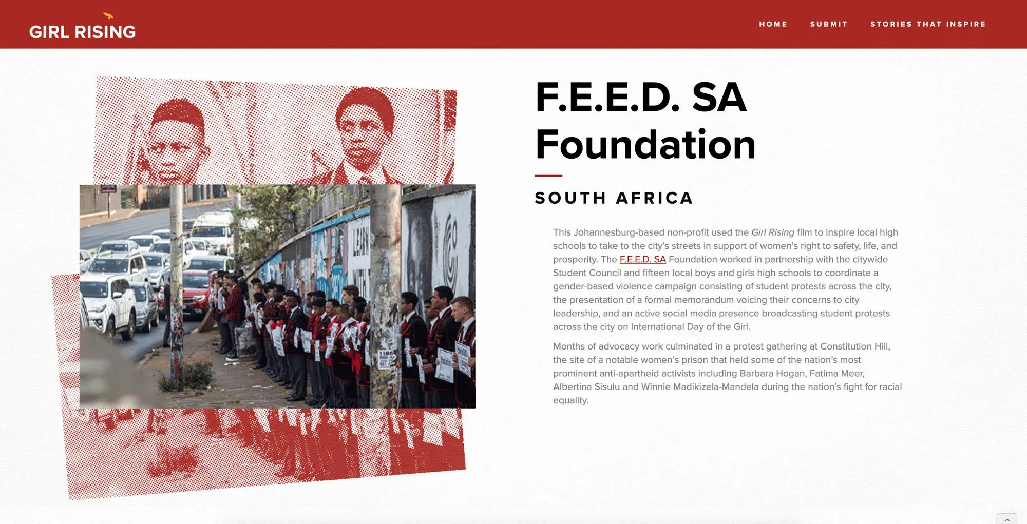 A story page on the My Story website