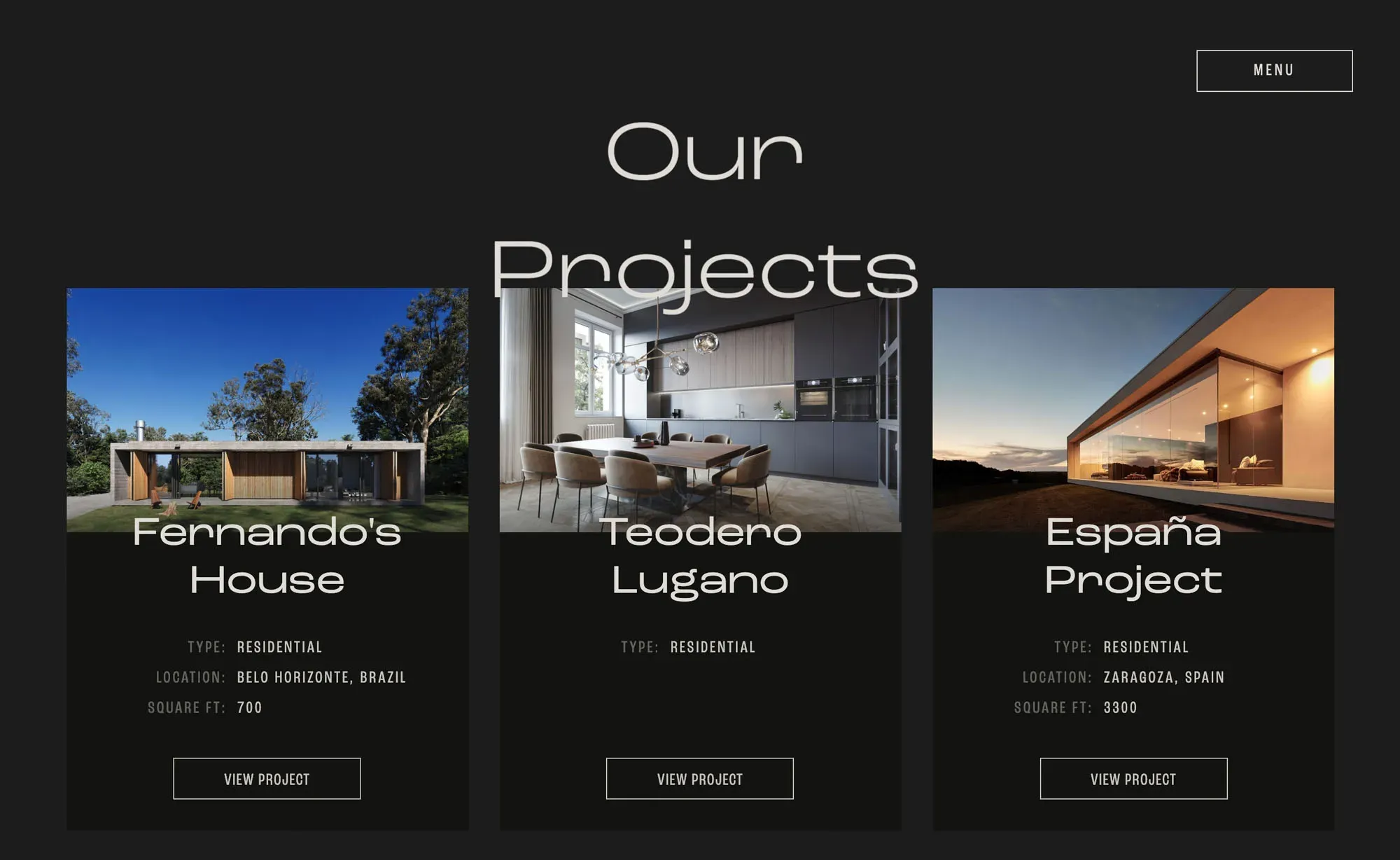 The Our Projects section of the Linea 7 website