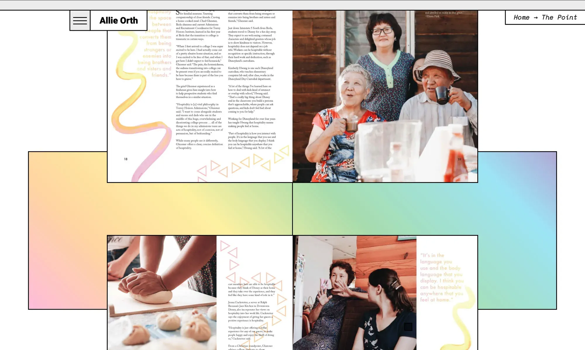 A layout from The Point page of Allie Orth's portfolio