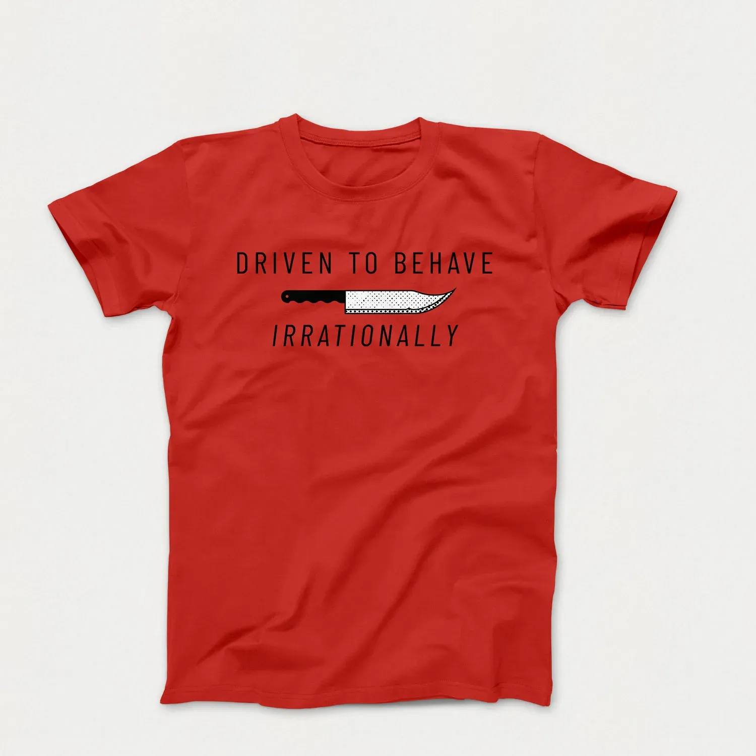 A red Demented t-shirt with the slogan
