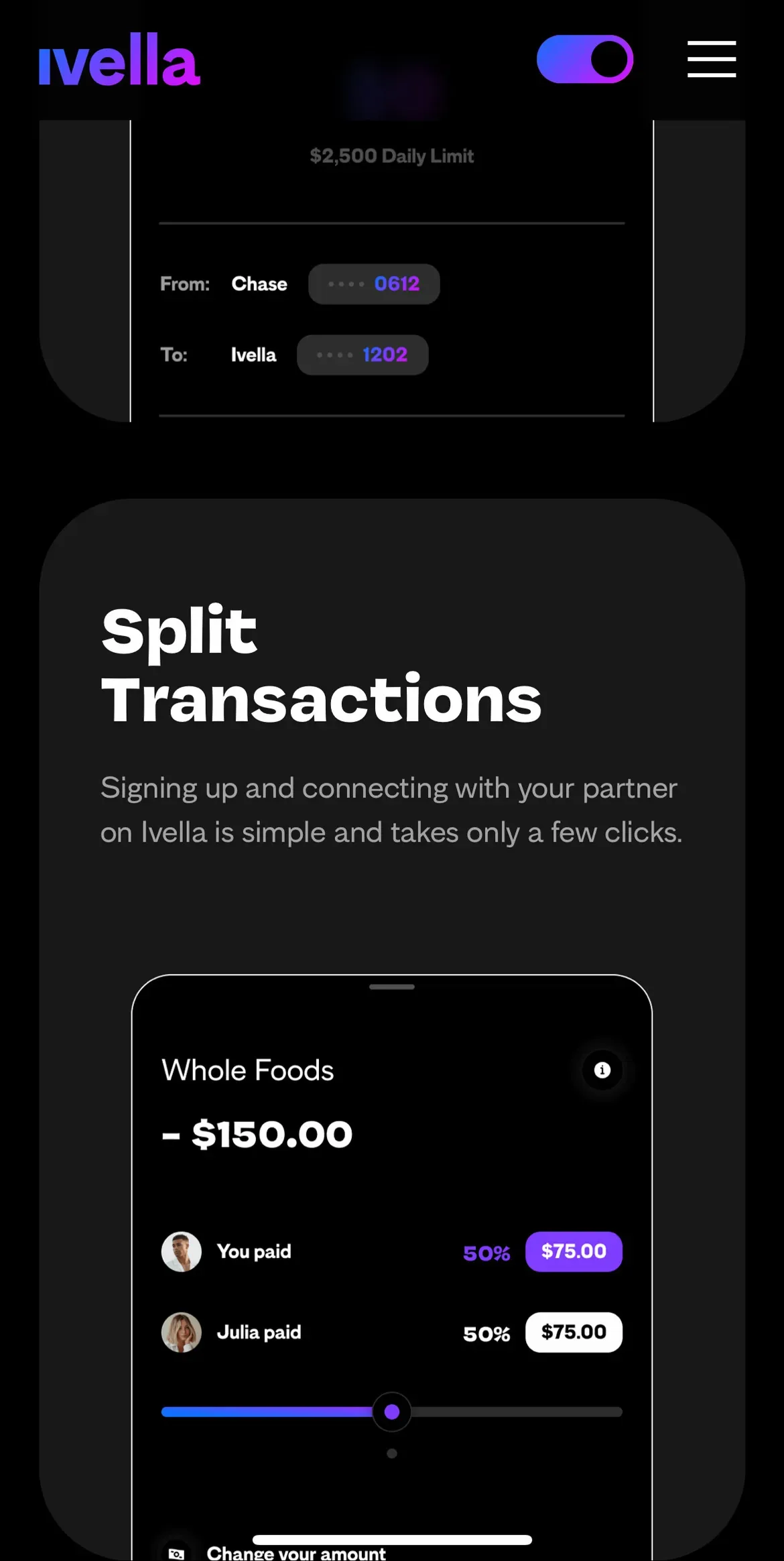 The Ivella features page on a phone