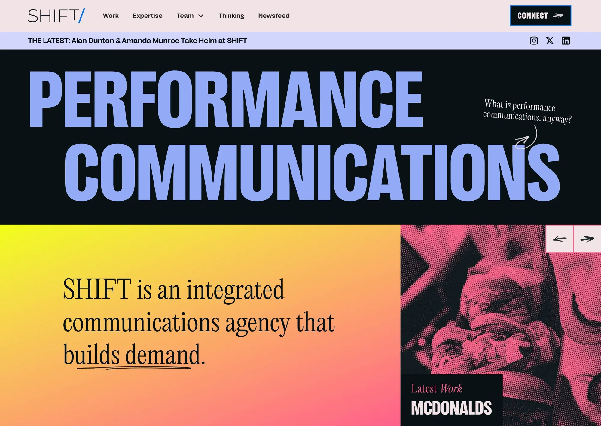 The Shift Communications homepage