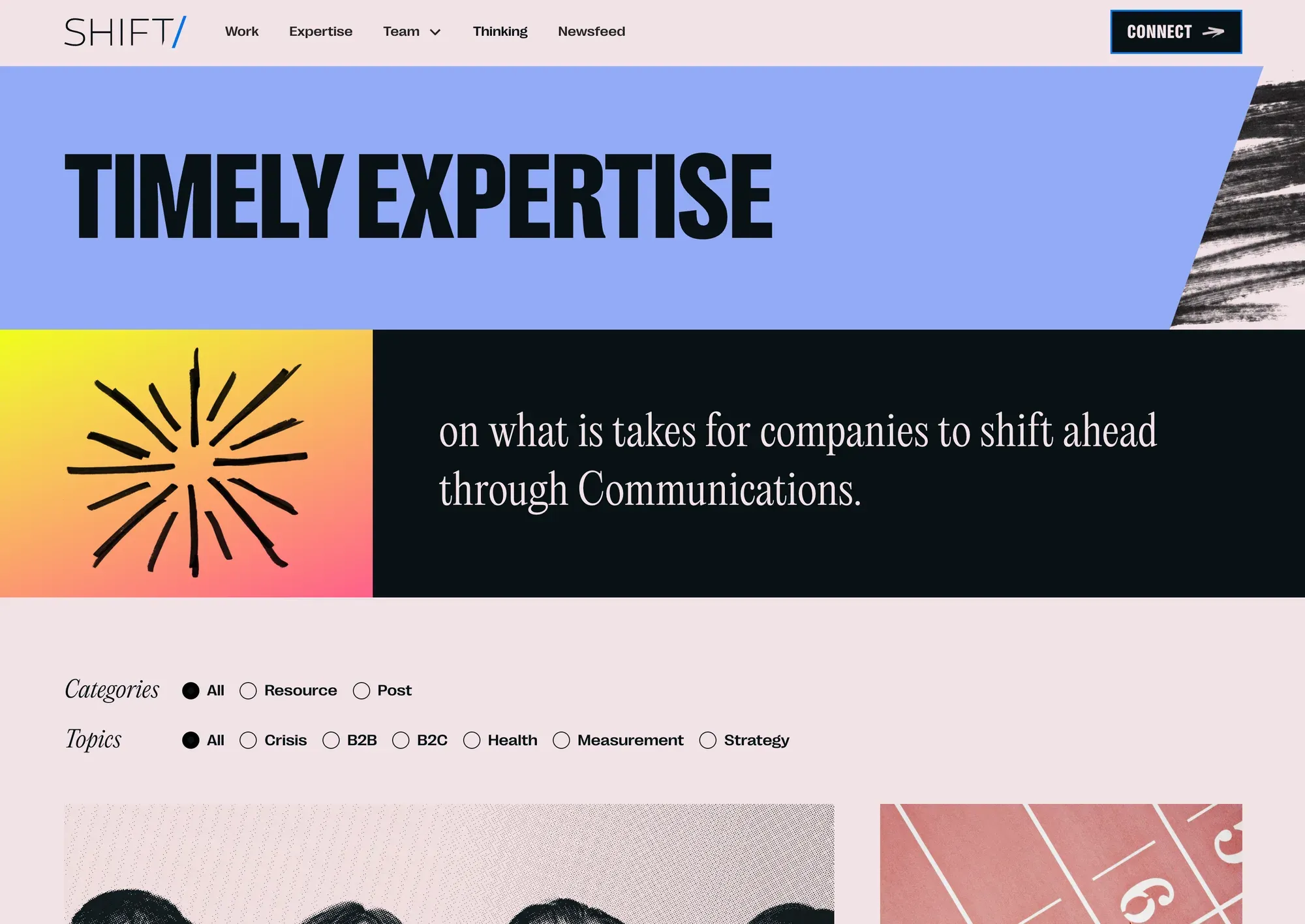 The insights page on the Shift website