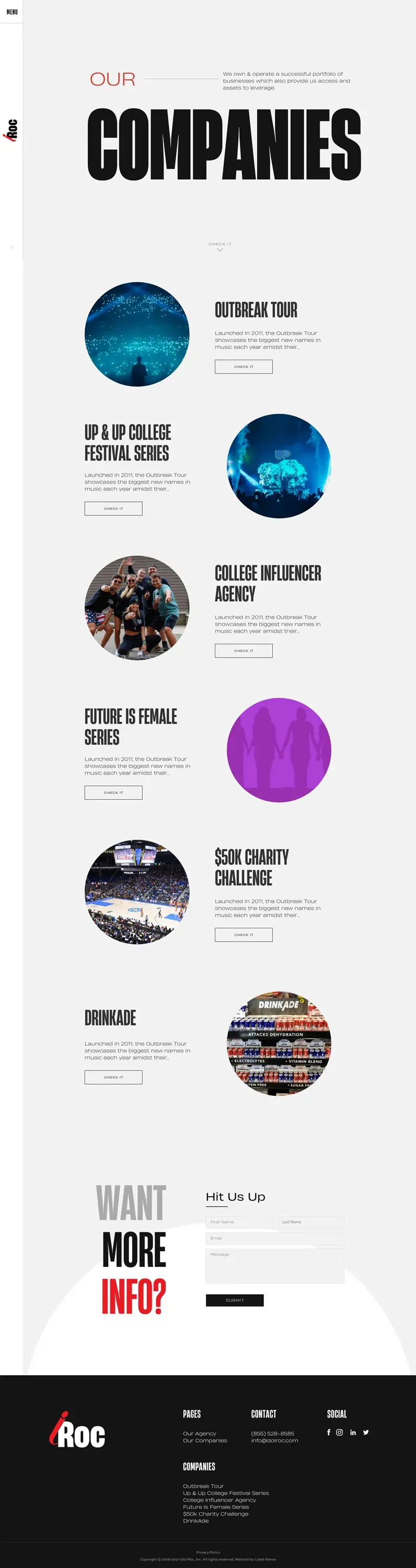 A company page on the IdolRoc website