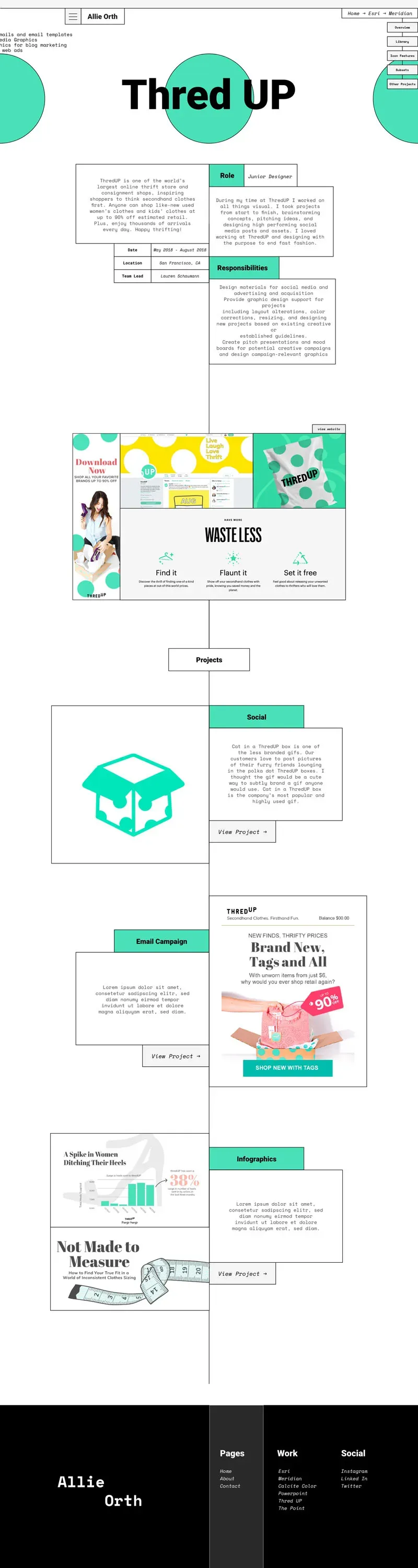 The ThredUP page of Allie Orth's portfolio